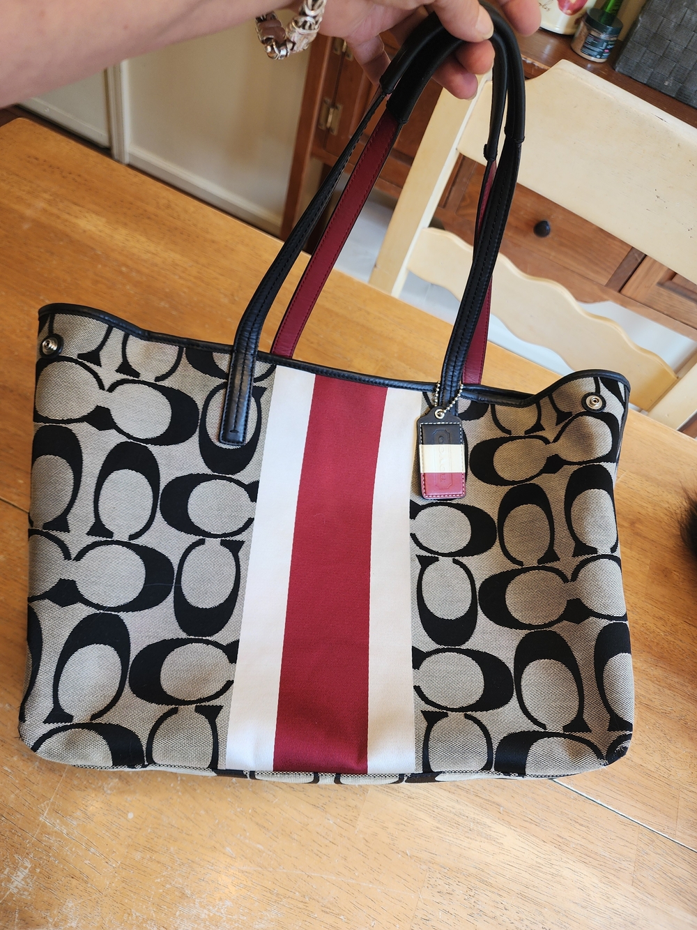 Coach Hamptons Signature Stripe medium tote